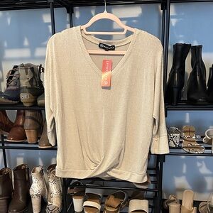 Olivaceous Cream Twist Front Blouse